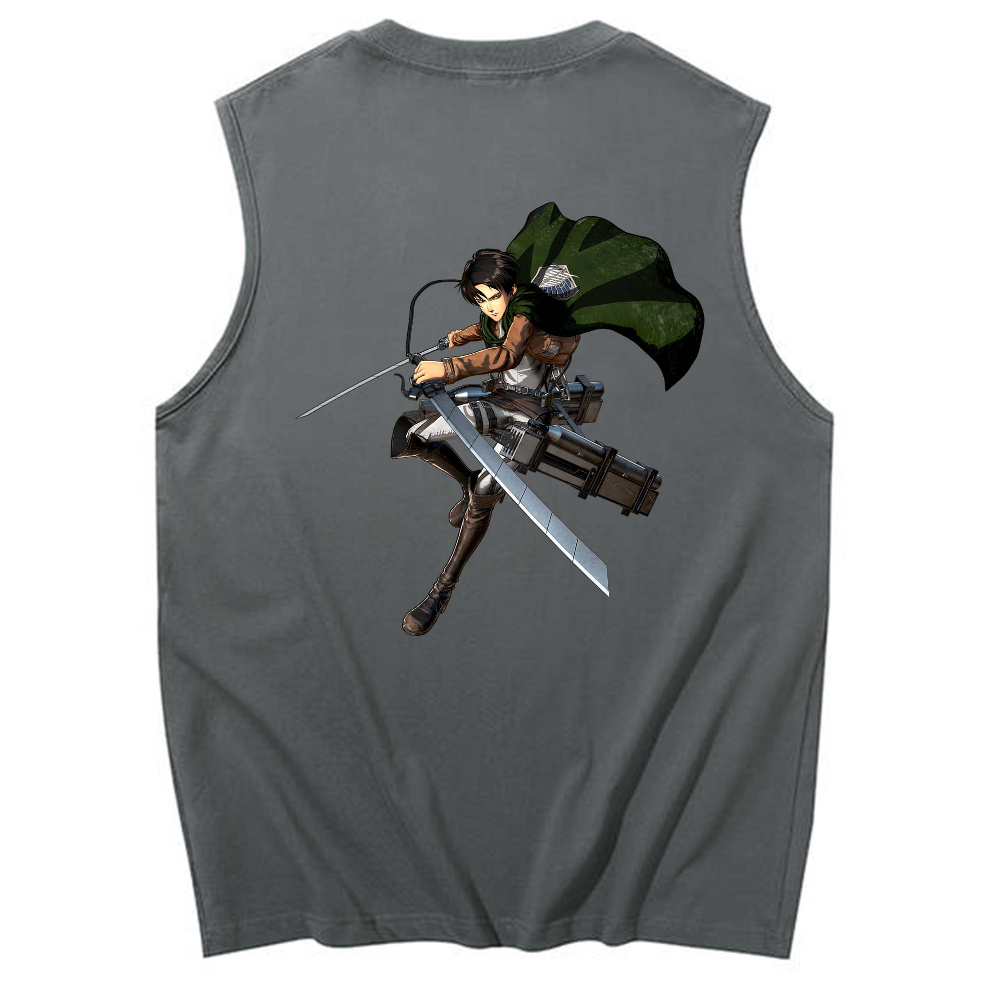 （画像用） 進撃の巨人 リヴァイ·アッカーマン Attack on Titan Levi Ackerman コットン100％タンクトップ（背面プリント）